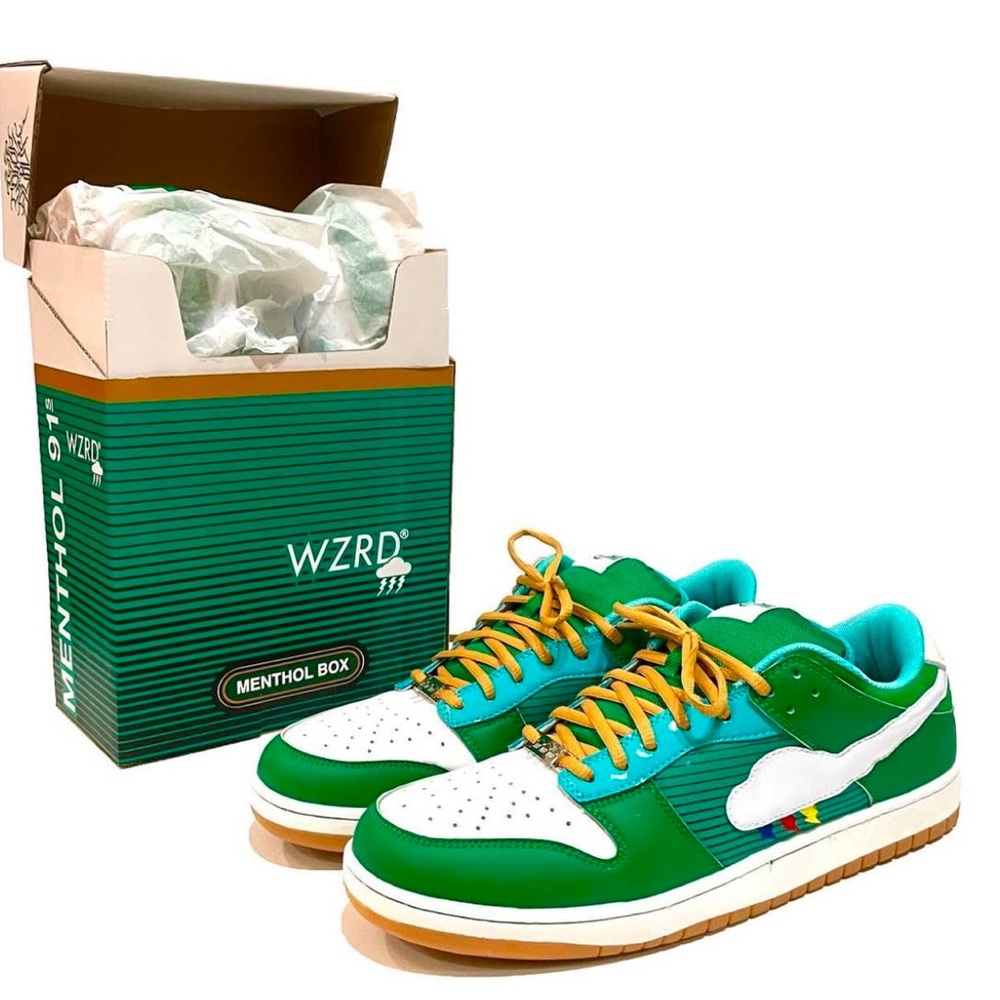 Green and White Men's Sneakers